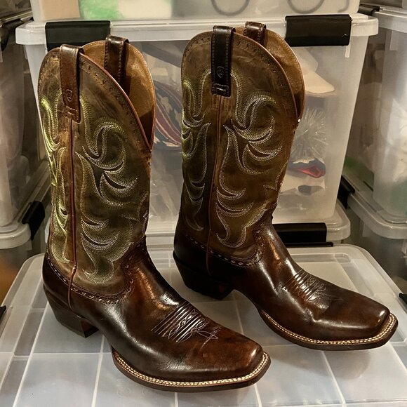 Ariat Men’s Turnback Western Cowboy Boots Brown Leather Size 12D – Excellent Con - Picture 3 of 6